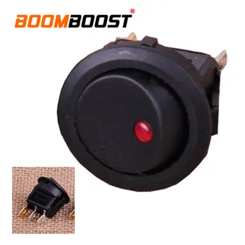

10Pcs Toggle SPST Switch With Led Red Light Micro Button On/Off Cat's Eye Car Auto Boat Rocker Switch 20A 12V DC Black Round
