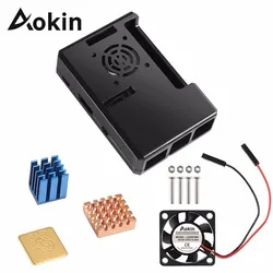 Coque de protection amovible en ABS pour Raspberry Pi 3 B +, avec ventilateur de refroidissement et dissipateur de chaleur 