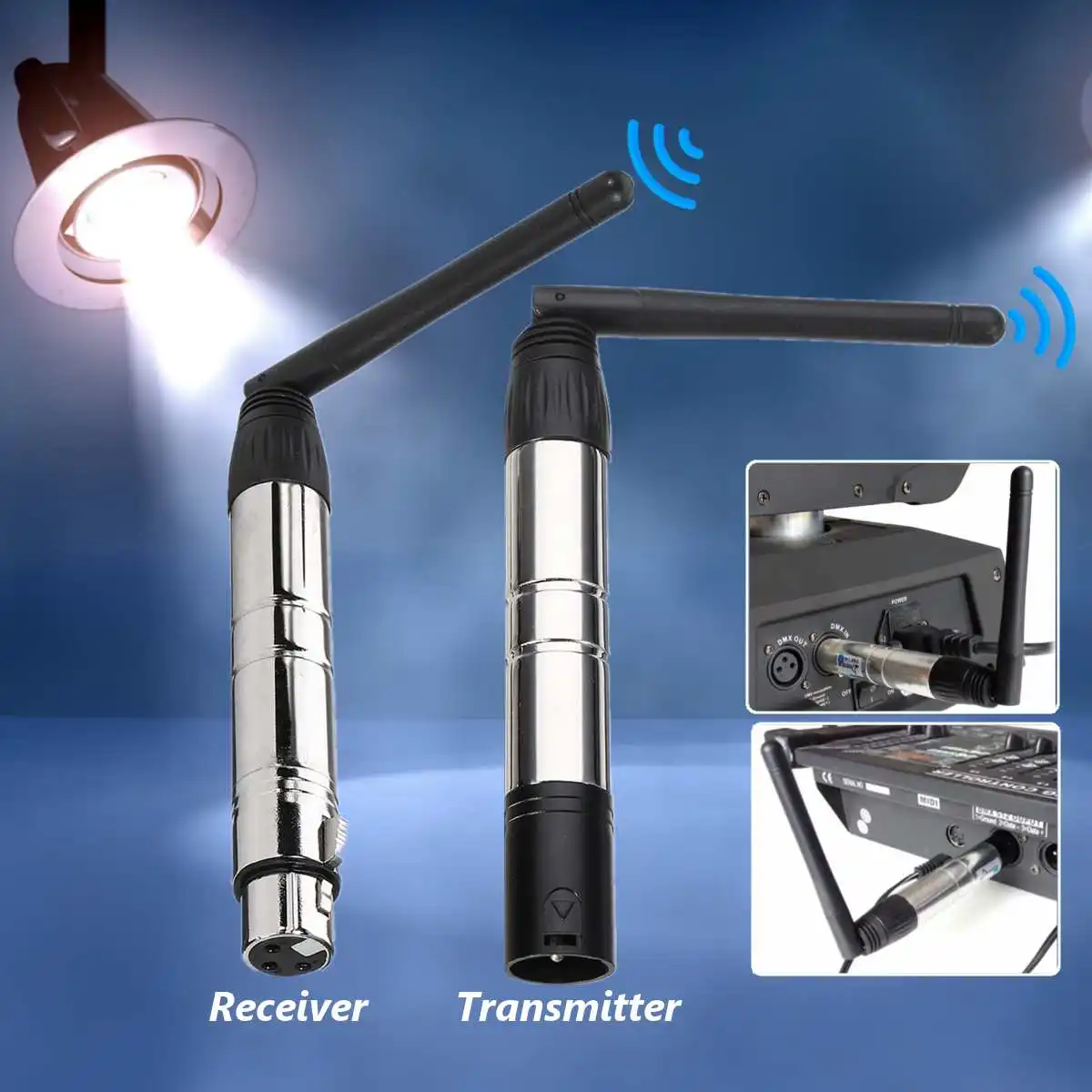 

2.4G Wireless 3pin DMX512 Lighting Controller Equipment Transmitter Receiver System 600M Antenna Signal Transceiver For DMX512