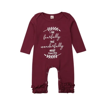 

Cute Newborn Kids Baby Girls Ruffled Boutique Romper Jumpsuit Pajamas Floral Outfit Christmas Costume 2019 New Infant Clothes