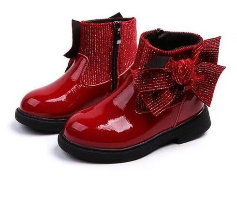 

Cute girl bow princess boots for kids Martin boots Kids fashion short leather boots Girl warm winter boots child girl shoes