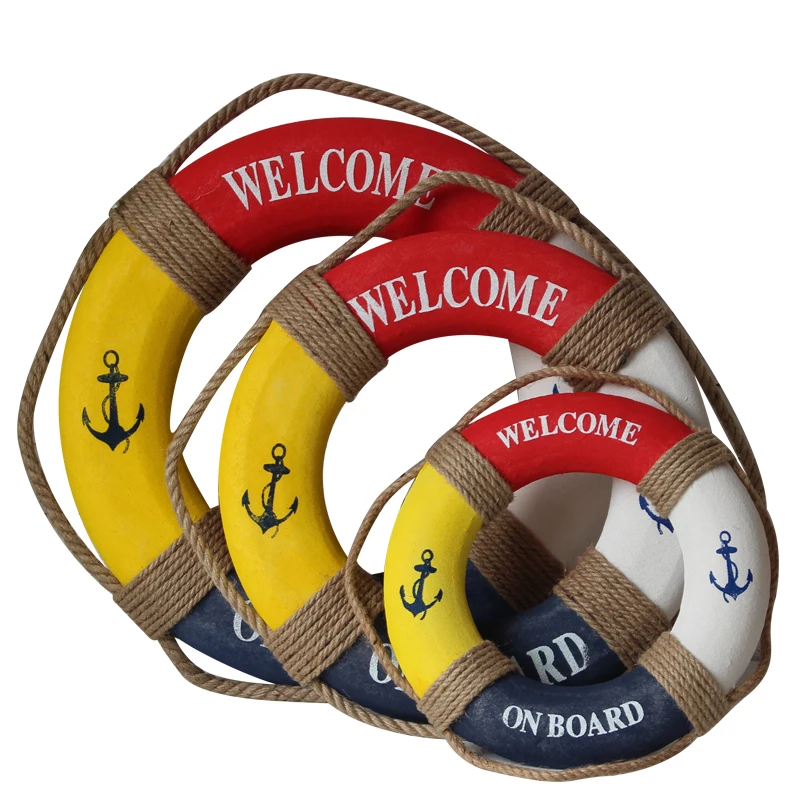 

Mediterranean Style Home Decoration Welcome Wall Ornament Life Buoy Foam Aboard Nautical Life Lifebuoy Ring Boat Wall Hanging