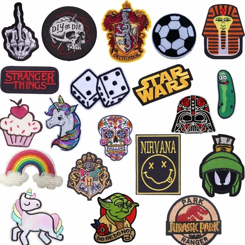 

Pulaqi Harry Potter Iron On Patch Embroidered Iron-on Punk Skull Stickers Nirvana Decor For Jeans Clothes Garment Accessories H