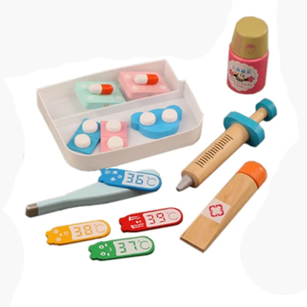 16 шт. Детский Набор доктора, игрушки для детей, деревянный медицинский набор, имитирующий медицинский комод для детей