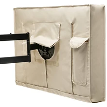 Outdoor TV Cover Beige Weatherproof Universal Protector for LCD LED Plasma Television Screens Built in Bottom Cover and Rem