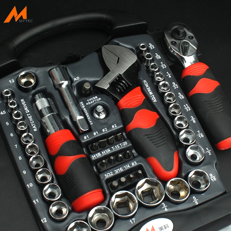 

45pcs Drive Socket Set Reversible Ratcheting Wrench with Metric and Inch SAE Sockets Precision Household Repair Hand Tools