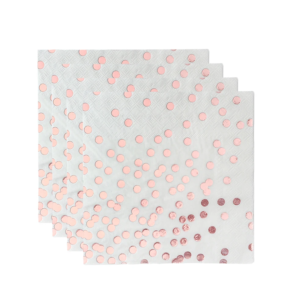 

20PCS Bronzing Dot Rose Gold Napkin Printing Disposable Wedding Birthday Party Napkin Paper Towel Decoration Tissue