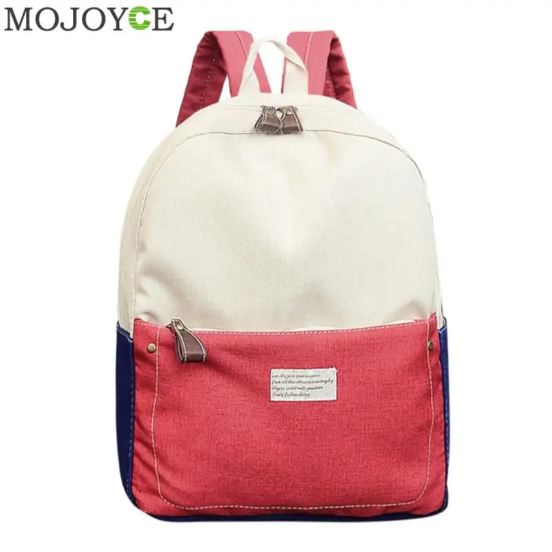 

Boys/Girls Fashion Hit Color Unisex Travel Backpacks Large Panelled Canvas New Casual Student Shoulder Wild School Bags Knapsack