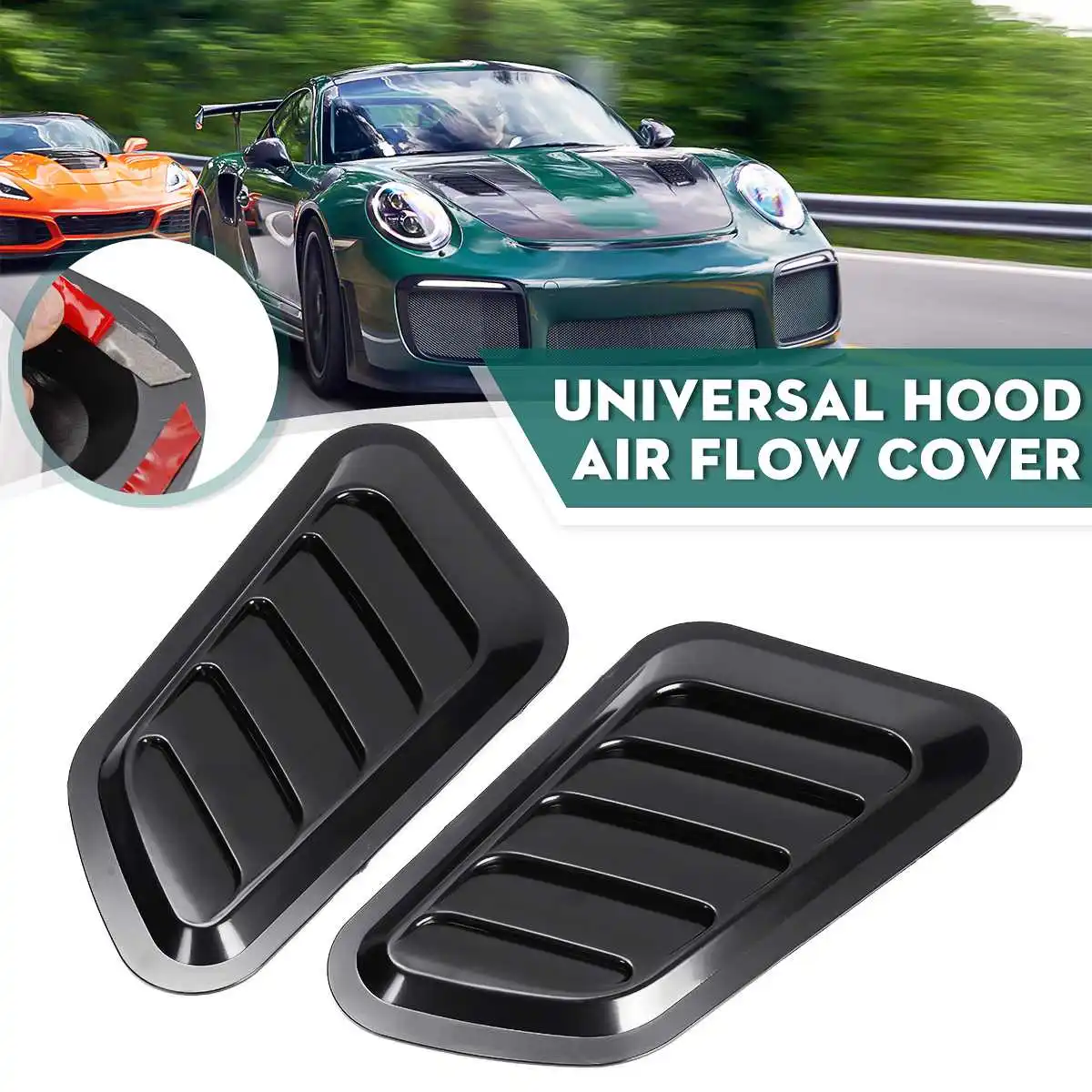  1Pair ABS Car Front Engine Cover Sticker Car Decorative Air Outlet Flow Fender Intake Scoop Turbo B