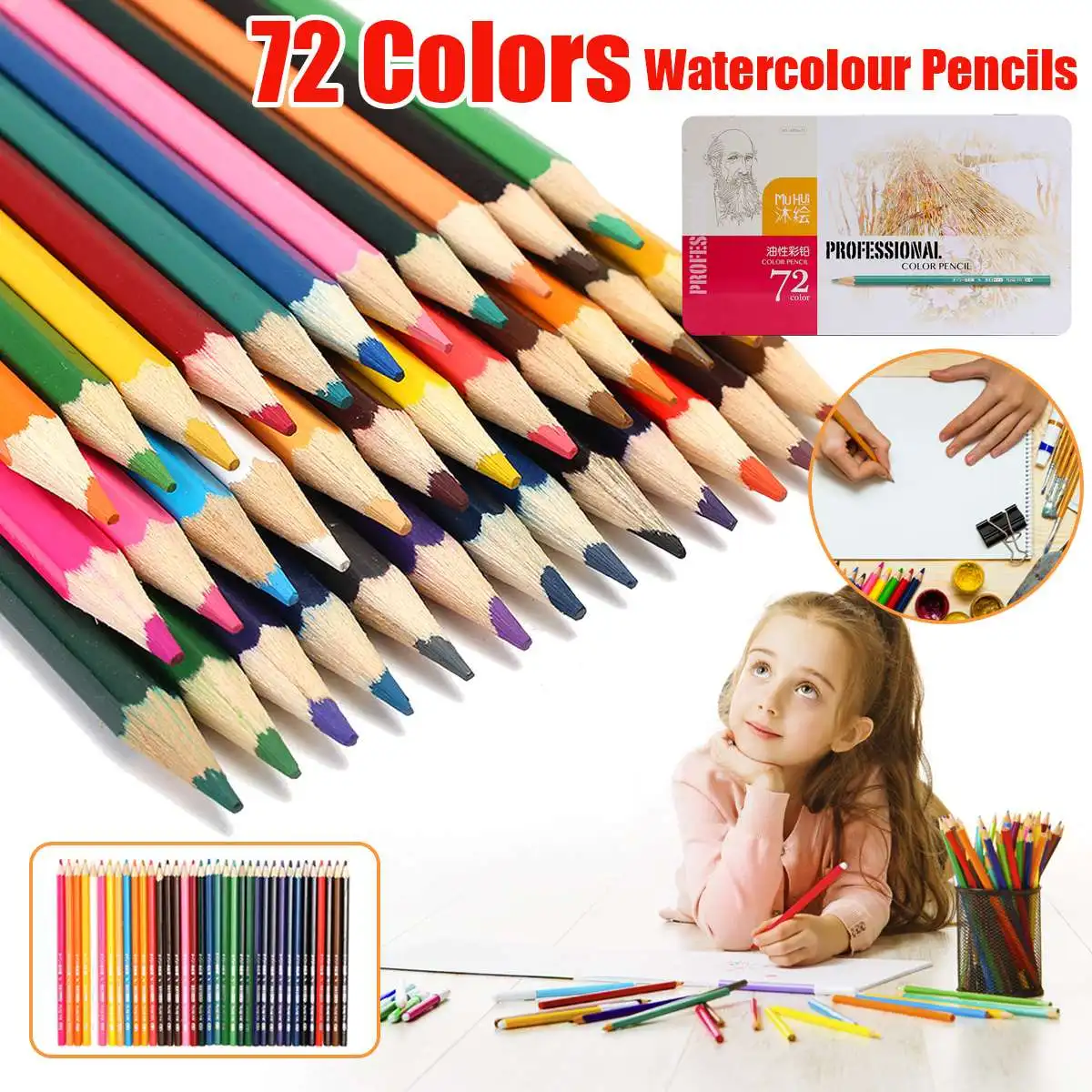 Kopen 72 Kleurpotlood Set Art Tekening Voor Kunstenaar Schets Zachte Kern Kerstcadeau Niet giftig Gekleurde Schilderen Leveringen Art sets