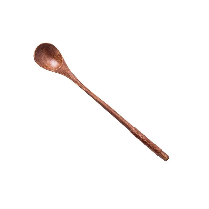 Японская оригинальная деревянная ложка с привязкой, длина линии, плоская деревянная ложка, десертная ложка, кофейная ложка для перемешивания, AKUHOME