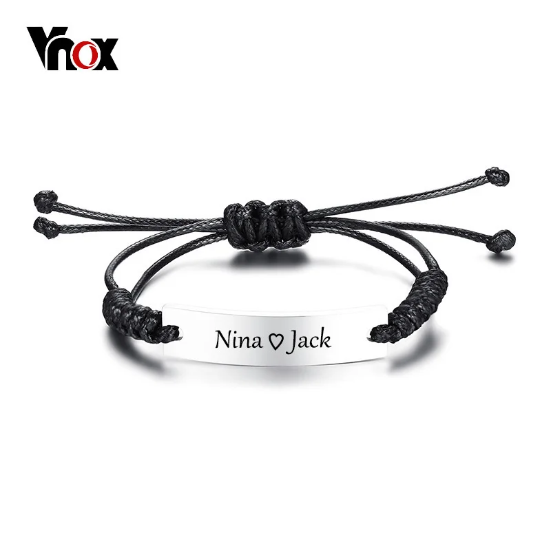 

Vnox Simple Adjustable Length ID Bracelet For Women Men Bangle Stainless Steel Unisex Identification Jewelry Engrave Laser