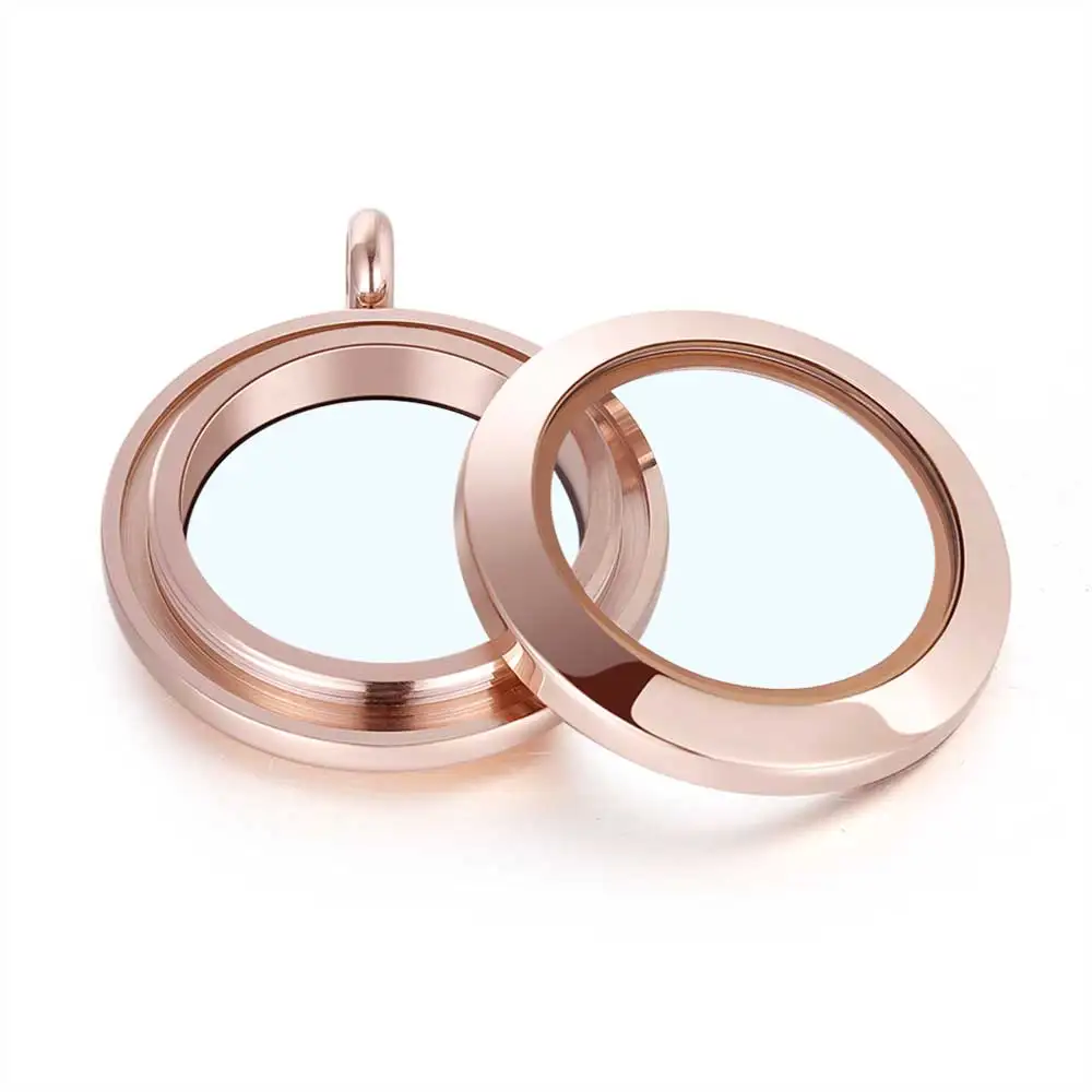 

Waterproof 30mm PVD Rose Gold 316L Stainless Steel Twist or Screw Glass Locket Pendant Necklace Floating Charms DIY Jewelry