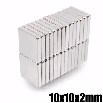 

50pcs F10x10x2mm Super Powerful Strong Rare Earth Block NdFeB Magnet Neodymium N35 Magnets F10*10*2mm-