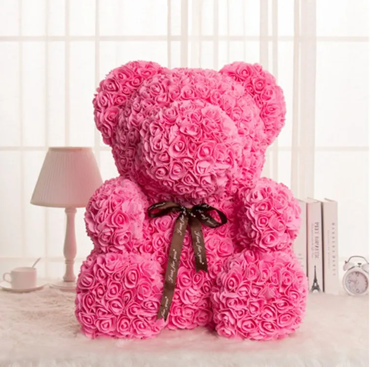 

Festival Souvenir Gifts 40cm Rose Bear Romantic Artificial Rose Flower for Desk Decor Valentine Gifts To Mothers