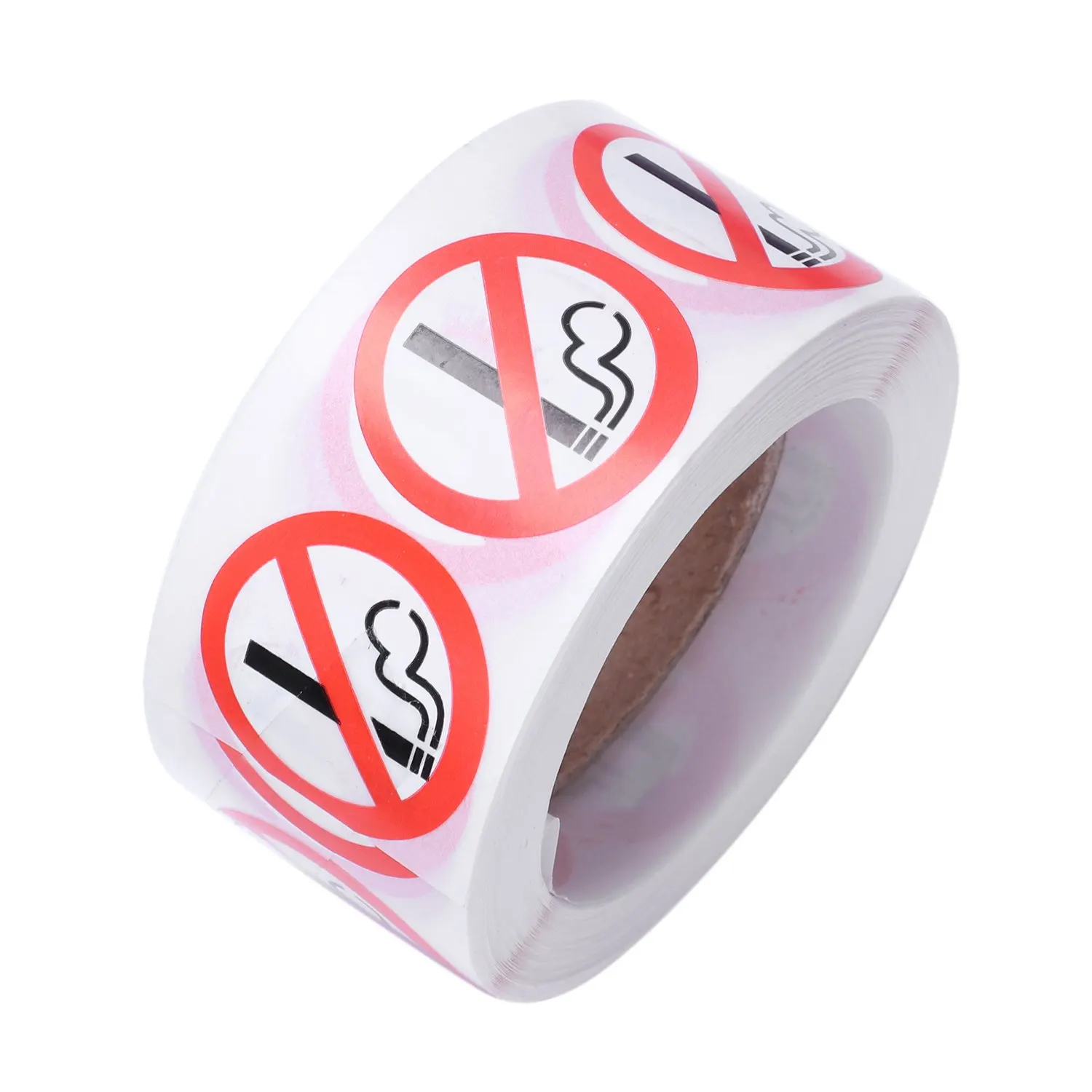

LBER No Smoking Logo Warning Stickers 1 foot Round 500 Total Per Roll
