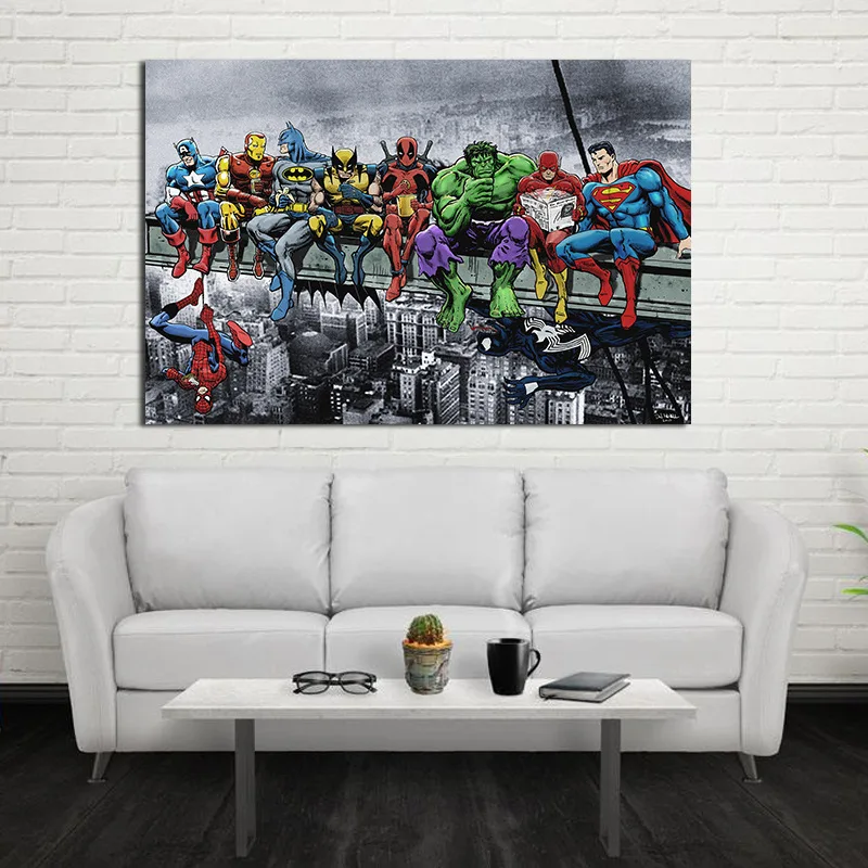 

Marvel Heroes Decoration Painting The Avengers Superman Spiderman Thor Wall Decoration Hanging Painting Canvas Wall Art Quadro