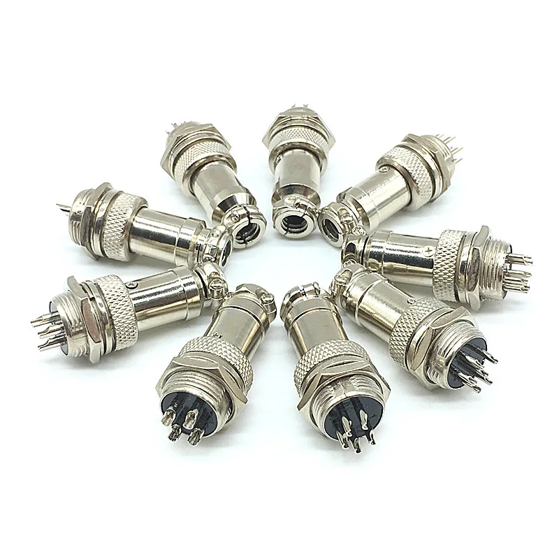 

GX16 Aviation Cable Plug Connector Male Plug & Female Socket Wire Panel Metal Connector 16mm 2 3 4 5 6 7 8 9 10Pin