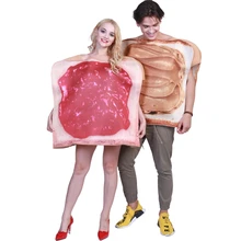 Funny Couple Jam Bread Costume Adult Food Cosplay Jumpsuit Halloween Costume For Adult Carnival Party Suit irek adult plus size saloon girl costume classic halloween cosplay costume for carnival festivals luxury quality