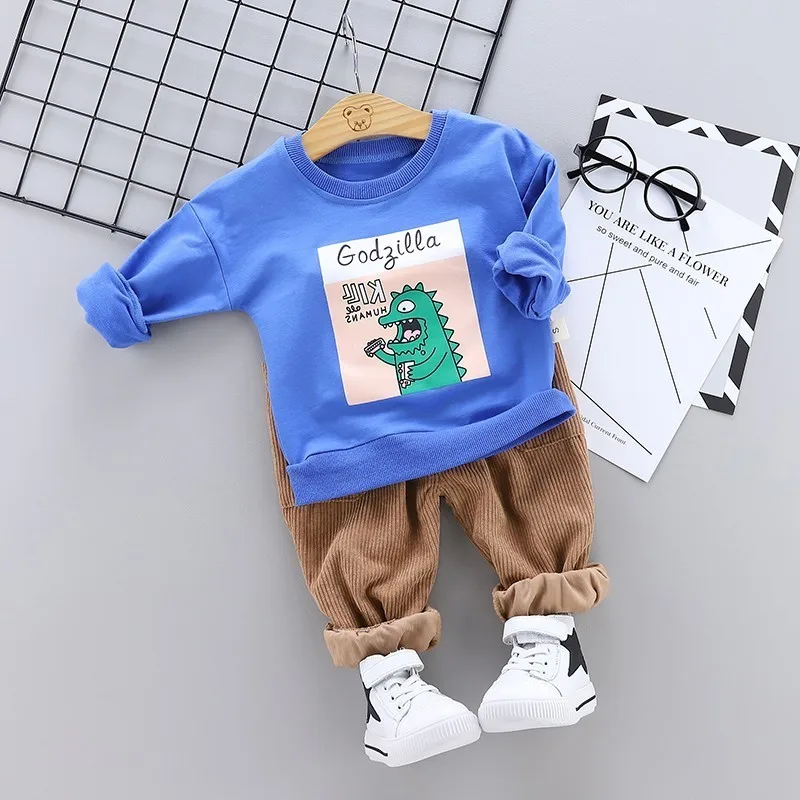 

Fashion Spring Children Boys Girls Cartoon Clothes Infant Leisure Sport T-Shirt Pants 2pcs/Sets Kids Cotton Toddler Tracksuits