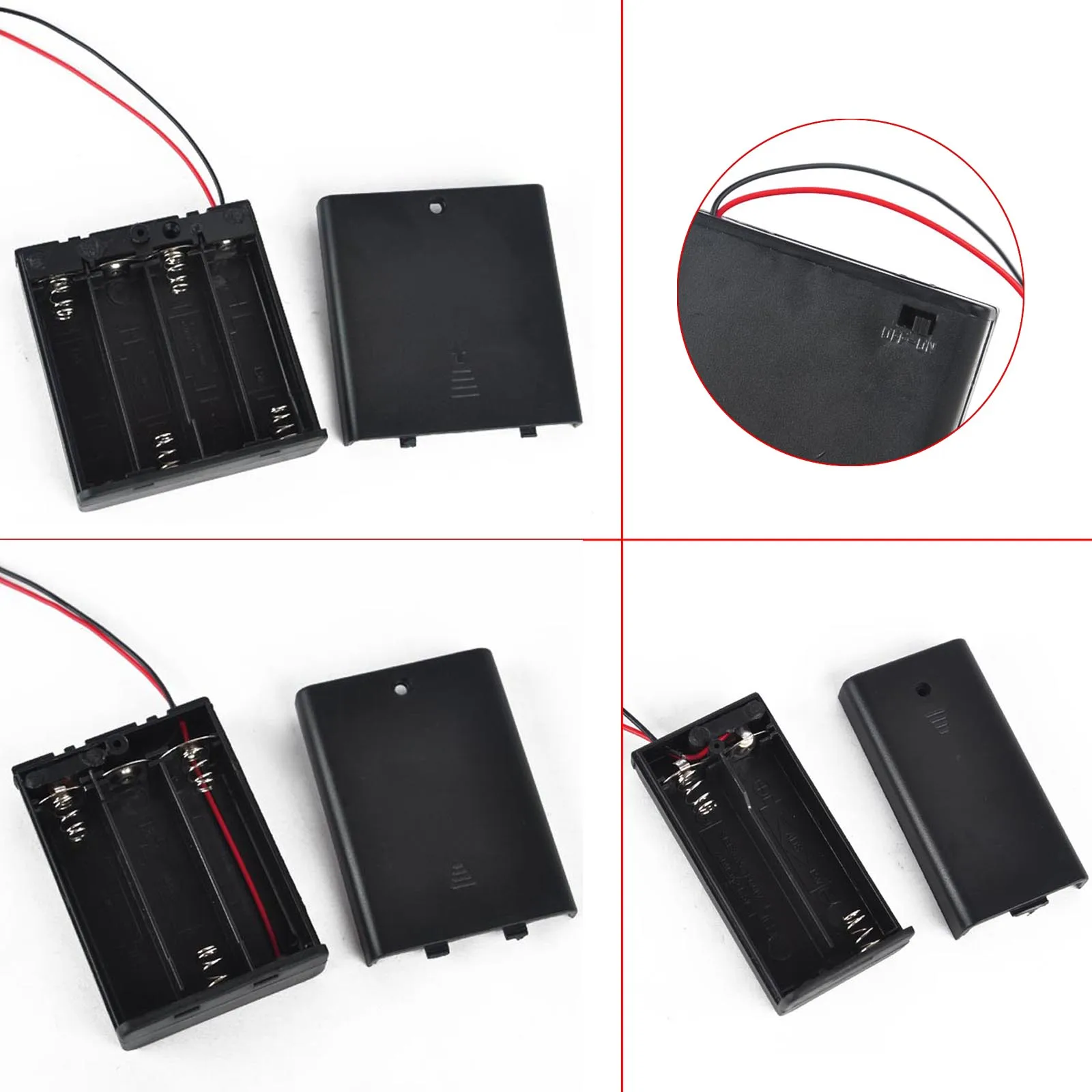 

6/4.5/3V AA Size Battery Storage Box Case Holder ON/OFF Power Switch Wire With 4/3/2 Slots Batteries Container Holder