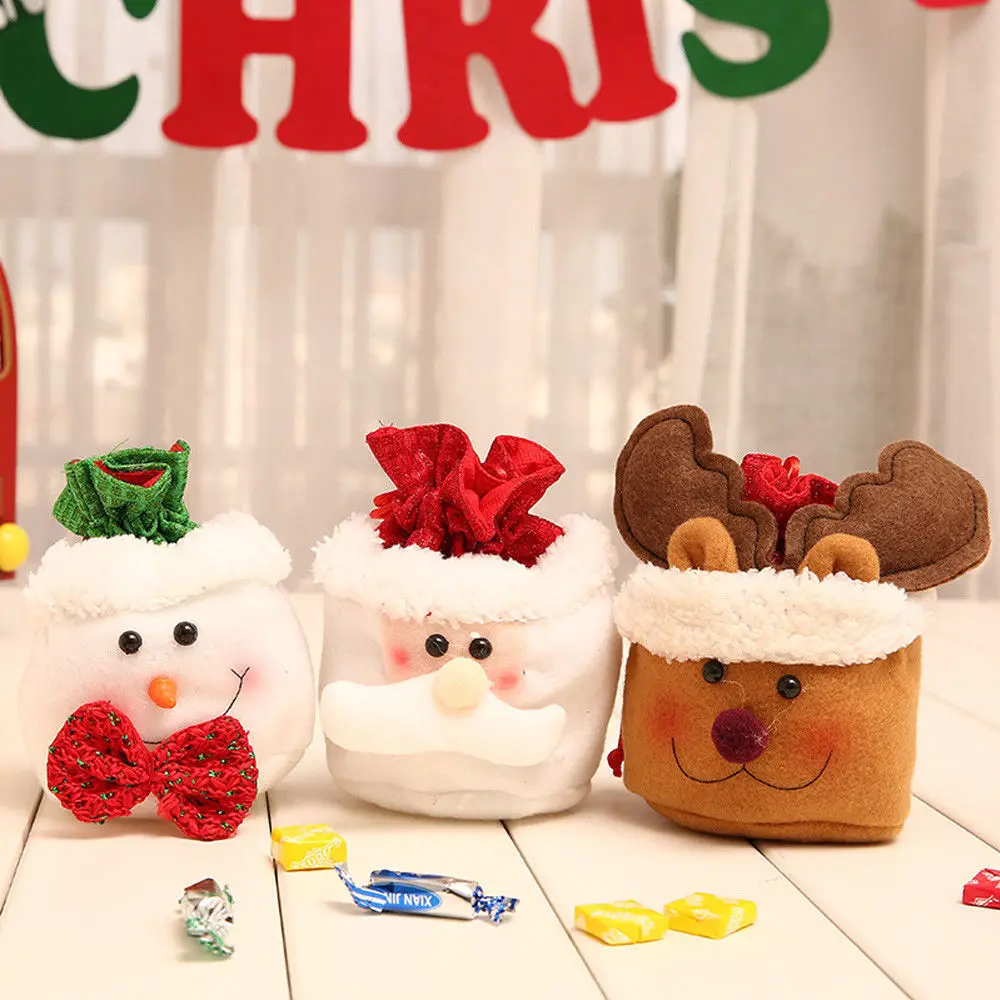 Christmas Kids Candy Bag Christmas Eve Gifts Bag Santa Claus Snowmen Gift Bags Children Storage