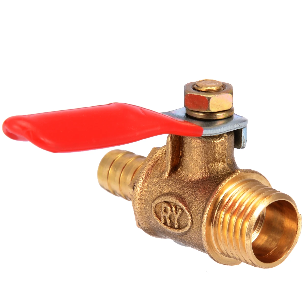 1/4 inch Male Threaded Brass Ball Valve Barb Hose Metal Ball Valve With Red Lever Handle Home