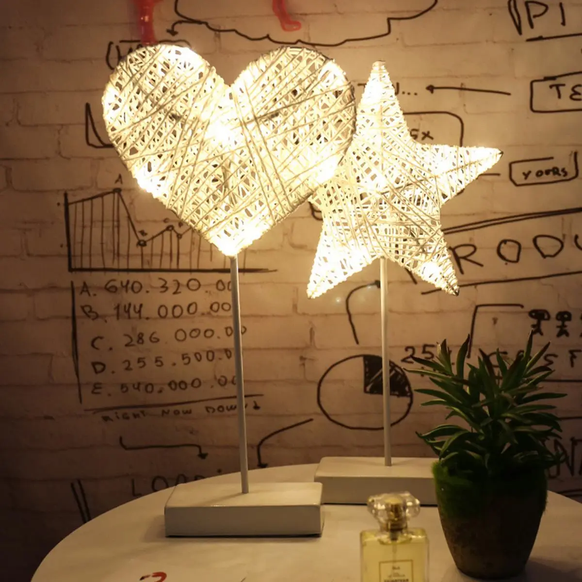 3D светодиодный ночник настольная лампа Сердце Звезда Форма ротанга дома Спальня Гостиная Валентина свадебные украшения батарея питан