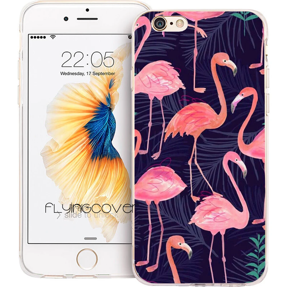 Fundas Hot Pink Flamingo Shell Cases for iPhone 10 X 7 8 6 6S Plus 5S 5 SE 5C 4S 4 iPod Touch Clear Soft Silicone Cover |