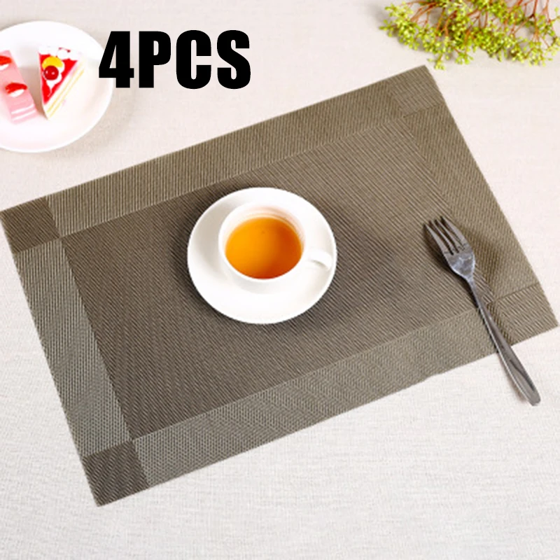 مجموعة من 4 مكان الحصير PVC طاولة طعام المفارش قابل للغسل مقاومة للحرارة غير زلة