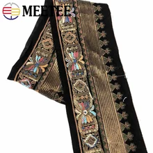 3Meters 13cm Ethnic Gold Thread Sequins Webbing Ribbons Clothing Decorative Embroidered Lace Trims DIY Sewing Accessories
