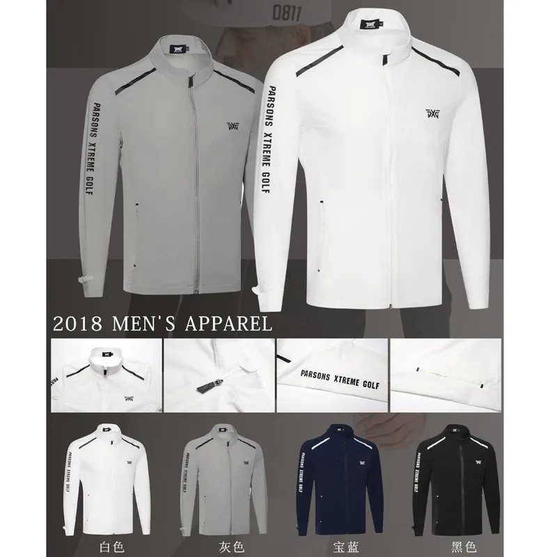 

2018 Golf Jacket Zipper Thin Coat Mens Outdoor Sports Outwear with Pocket 4 colors Men Autumn Slim Single Layer Golf jackets PXG