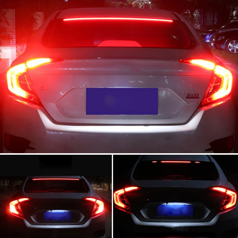 Car Rear Brake Lights 90cm High Brake Warning Lamp Decoration LED Flexible Strip Auto Signal High Mount Stop Light Accessoriess