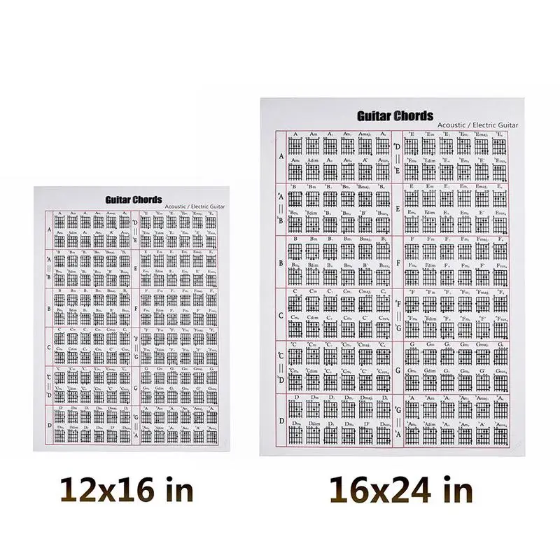 US $3.28 32% OFF|1pc 12x16 Inch or 16x24 Inch Ballad Acoustic Electric  Guitar Chords Poster Sticker 6 Strings Guitarra Chord Chart-in Guitar Parts  & ...