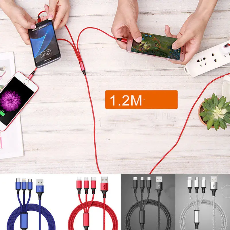 3 في 1 متعددة شاحن كابل شحن الحبل ل فون و الروبوت USB