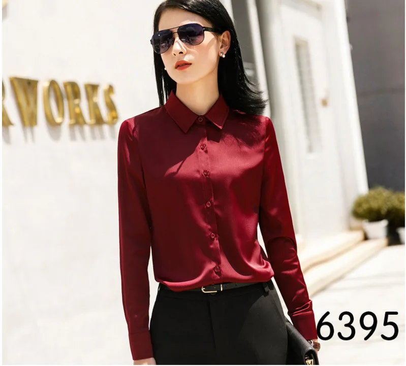

Fashion 2018 Autumn Blouse Women Long Sleeve Shirt Female Fashion Office Lady Cute Bodycon Work Blouses Blusas White Red Green