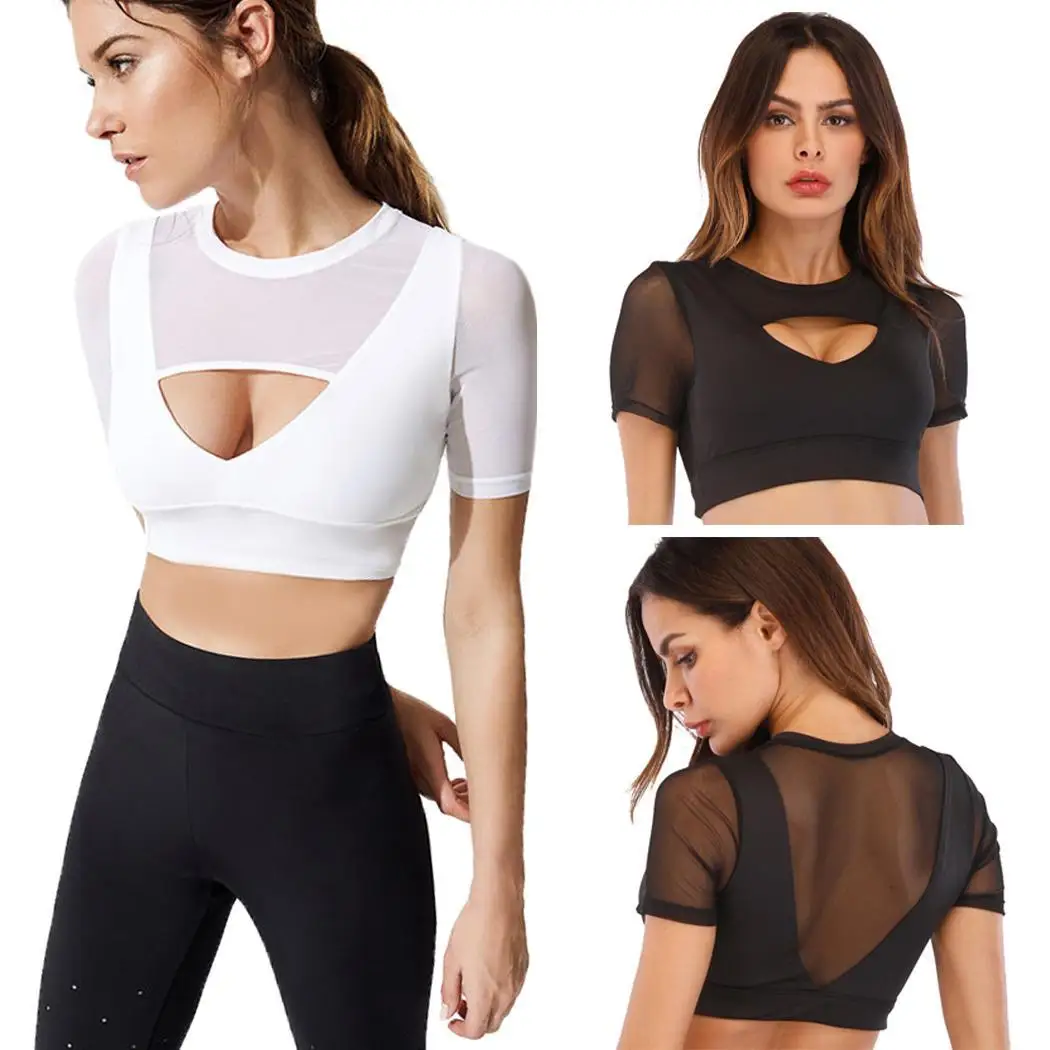 

Women workout Vest Gym Sport Bra Mesh Push Up Sports Bra with pads Breathable Shockproof Fitness Yoga Bra for Running