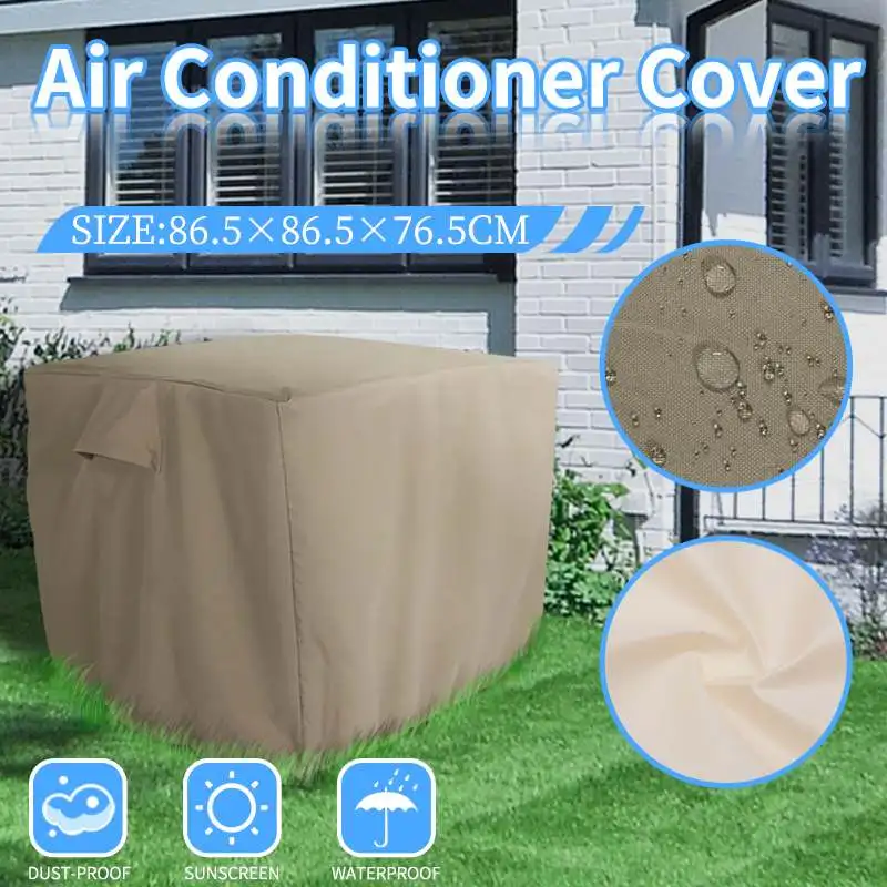 

86.5x86.5x76.5cm Polyester Air Conditioner Cover Waterproof Outdoor Air Conditioning Protector with Elastic Straps Dust-proof