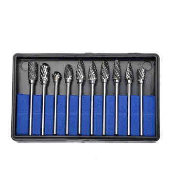 

10Pcs/Box Rotary Burrs Metalworking Rotary Files Rotary Burr Bit Set 3Mm Shank 6Mm Cutting Head Diameter
