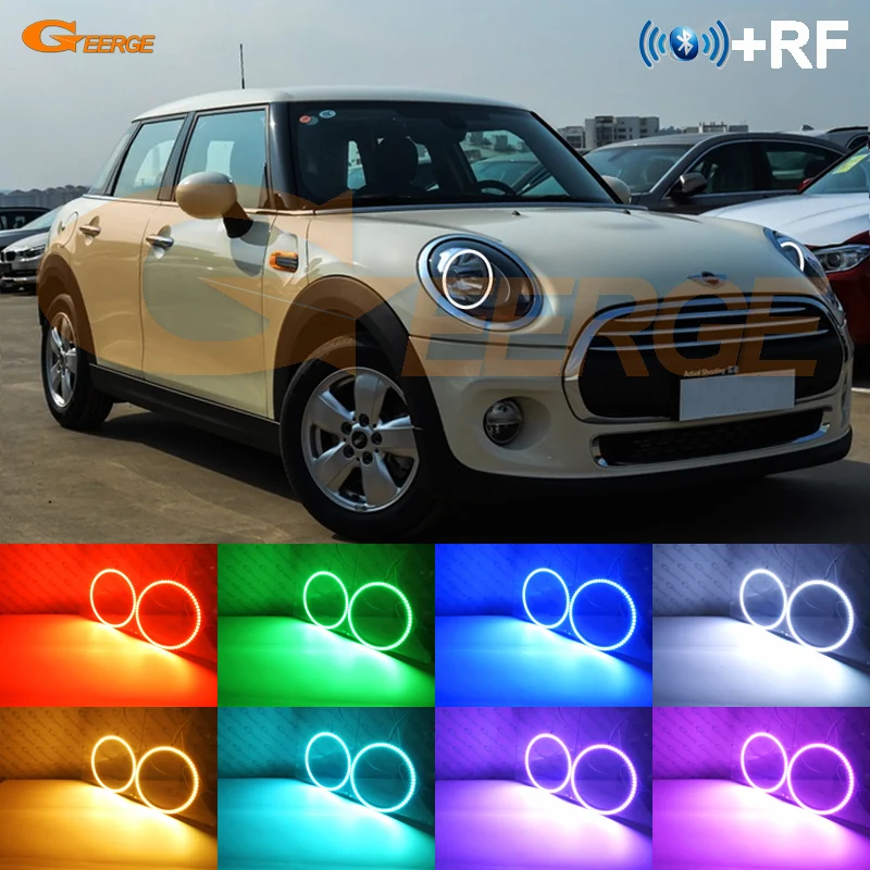 Для mini cooper галогенная фара RF Bluetooth контроллер многоцветный ультра яркий RGB светодиодный комплект ангельских глаз