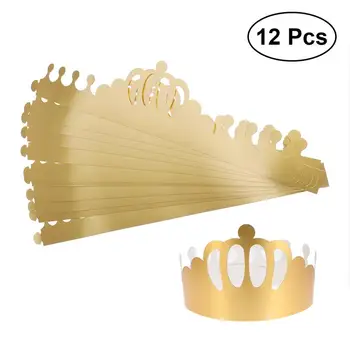 

12pcs Golden Party Hats Adjustable Tiara Crown Hat Cap Party Supplies for Adult Kids Birthday Celebration Photo Props