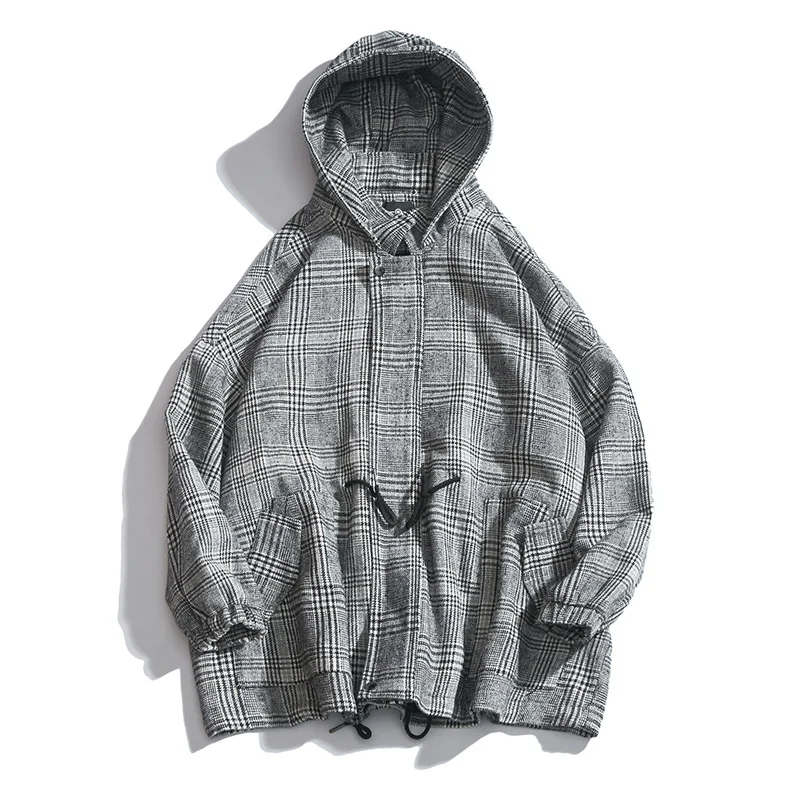 Autumn New Jacket Men Fashion Retro Casual Plaid Jacket Man Streetwear Hip Hop Loose Bomber Jacket Wild Hooded Jacket Male M-3XL Autumn New Jacket Men Fashion Retro Casual Plaid Jacket Man Streetwear Hip Hop Loose Bomber Jacket Wild Hooded Jacket Male M-3XL