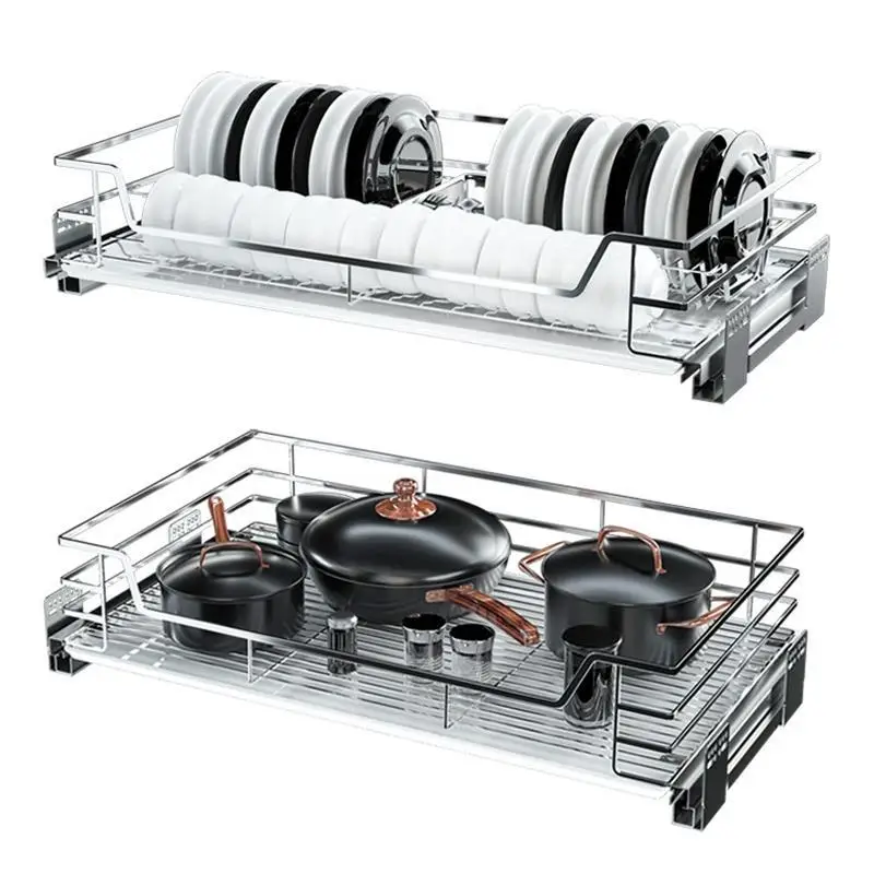 

Para Dish Organizador Armario Alacena Organizar Pantry Stainless Steel Organizer Cocina Rack Kitchen Cabinet Storage Basket