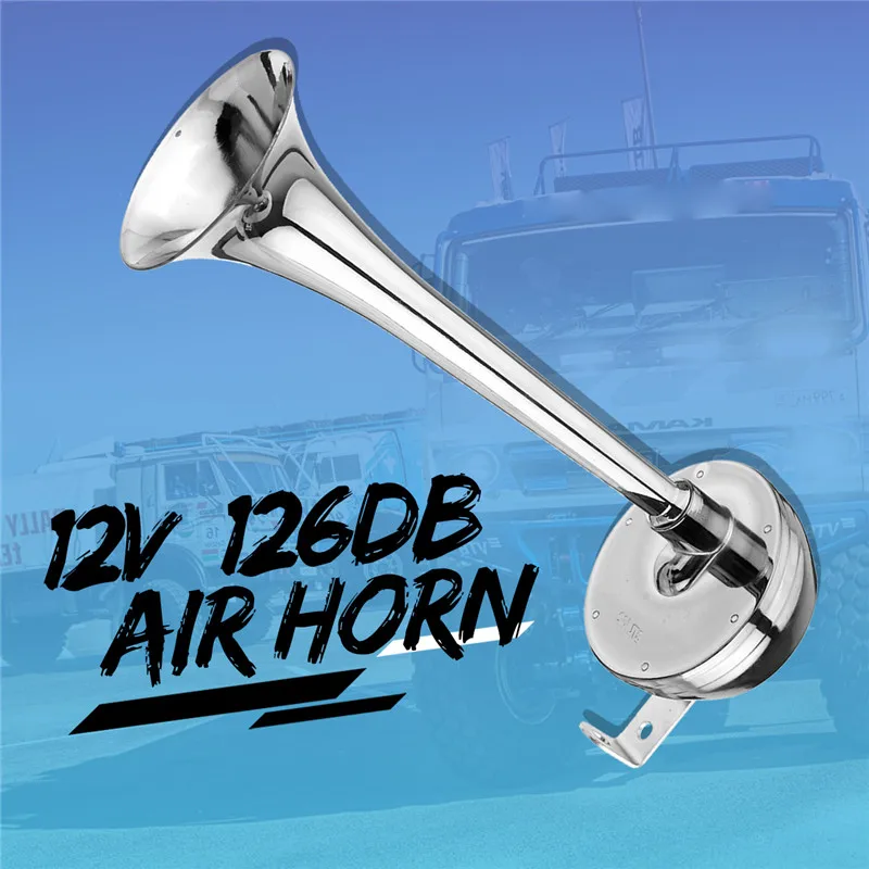 Полностью металлический 12 В 126DB супер громкий Электрический гудок Air Horn Chrome Tracheal с