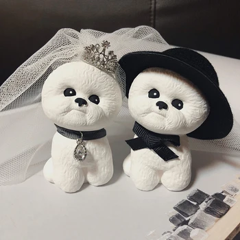 

Silicone Mold 3D Bichon Dog Cute Aromatherapy Gypsum Mould Diy Pet dog Plaster Handicraft decor Wedding gift Clay Candle Mold