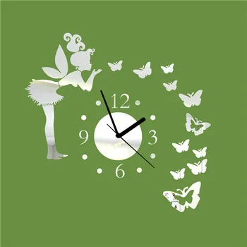 

Modern 3D Fairy Butterfly Acrylic Mirror Quartz Wall Clock Home Living Room Decoration DIY Craft