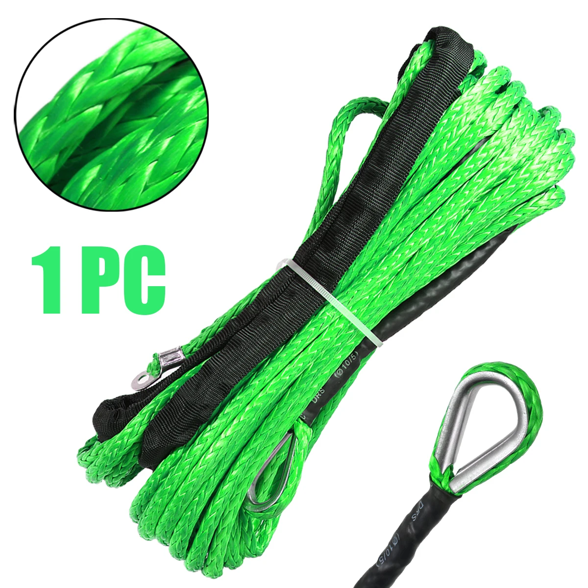 1 قطعة 15 M 5500lbs الأخضر سحب الحبال العالمي الاصطناعية حبل رفع كابل خط مع هوك للمركبة UTV خارج الطريق عالية الجودة