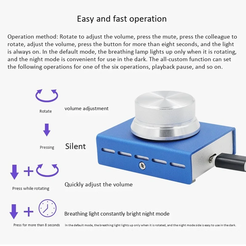 Usb Volume Control, Lossless Pc Computer Speaker Audio Volume Controller Knob, Adjuster Digital Control With One Key Mute Func