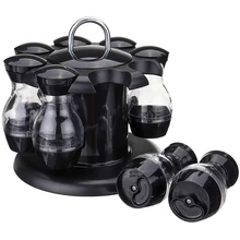 Шейкеры для соли и перца набор из 8 бутылок с 360 держатель с вращением солонка для перца масло и дозатор для Уксуса Набор