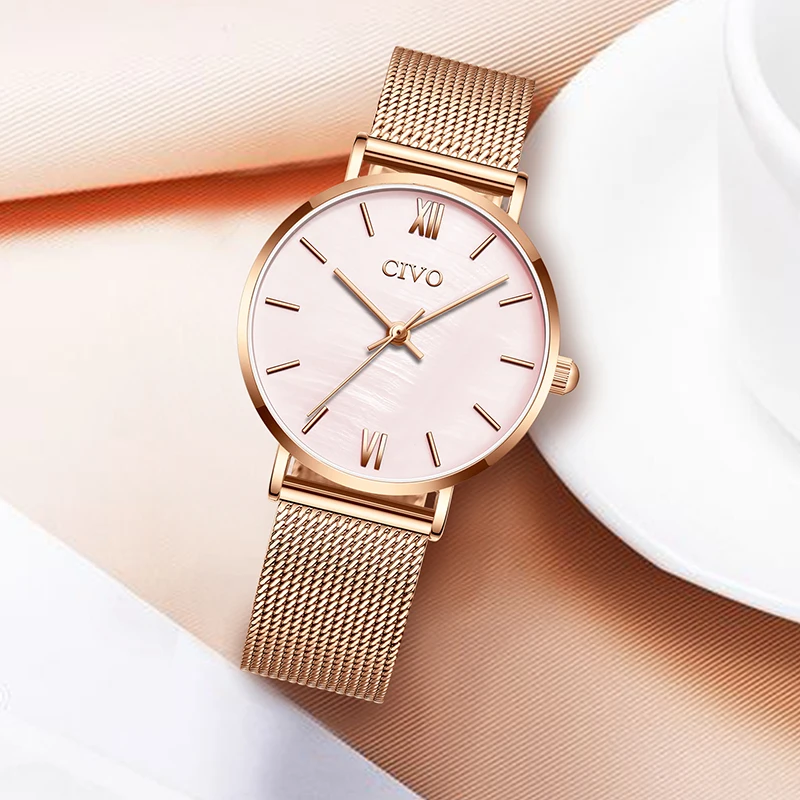 

CIVO Casual Elegant Watches Women Casual Dress Waterproof Minimalist Steel Mesh Strap Ladies Quartz Wristwatch Clock Reloj Mujer